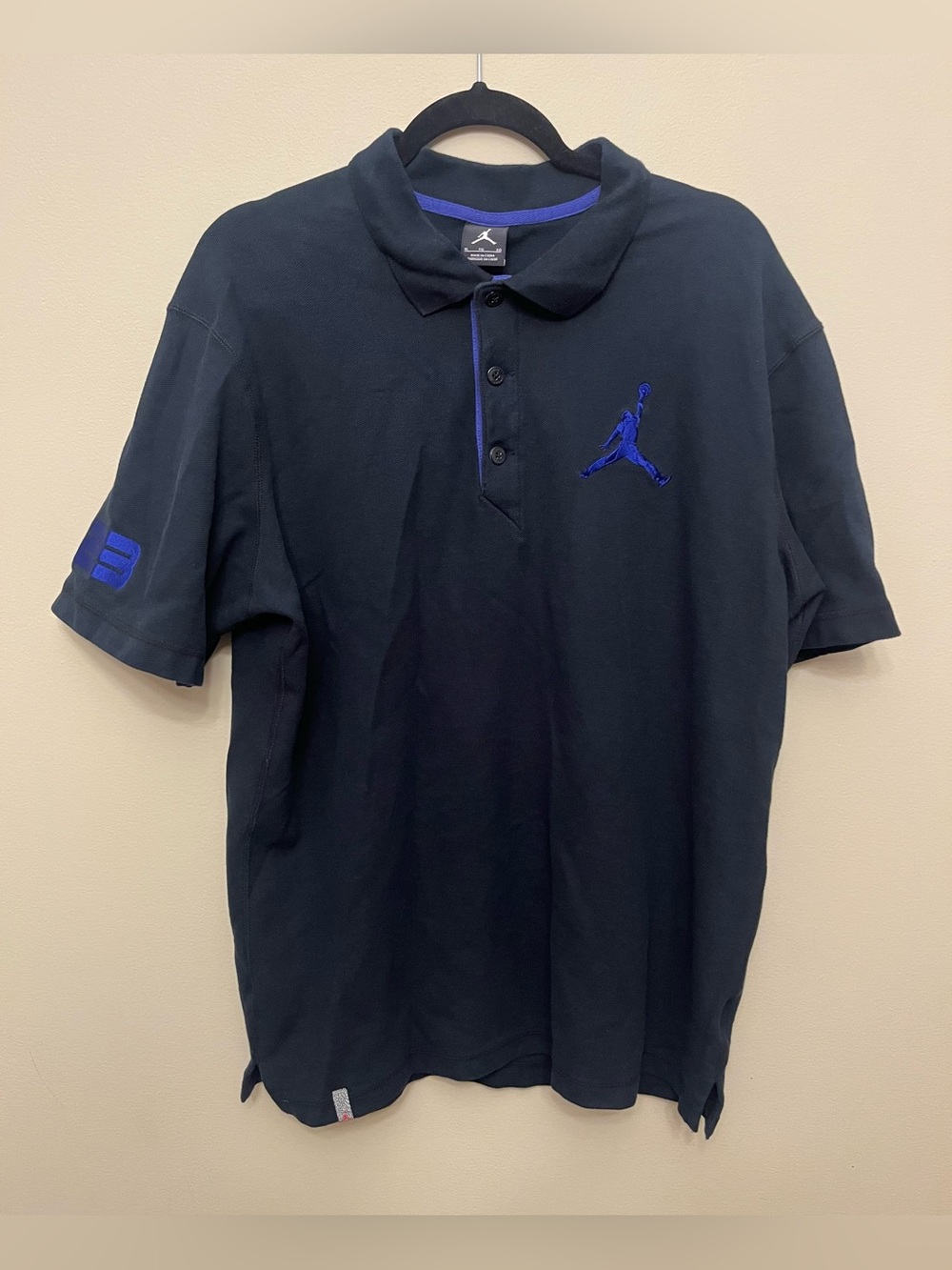 Nike Air Jordan Black Polo Purple Embroidered Jumpman Logo Number 23 Men's XL